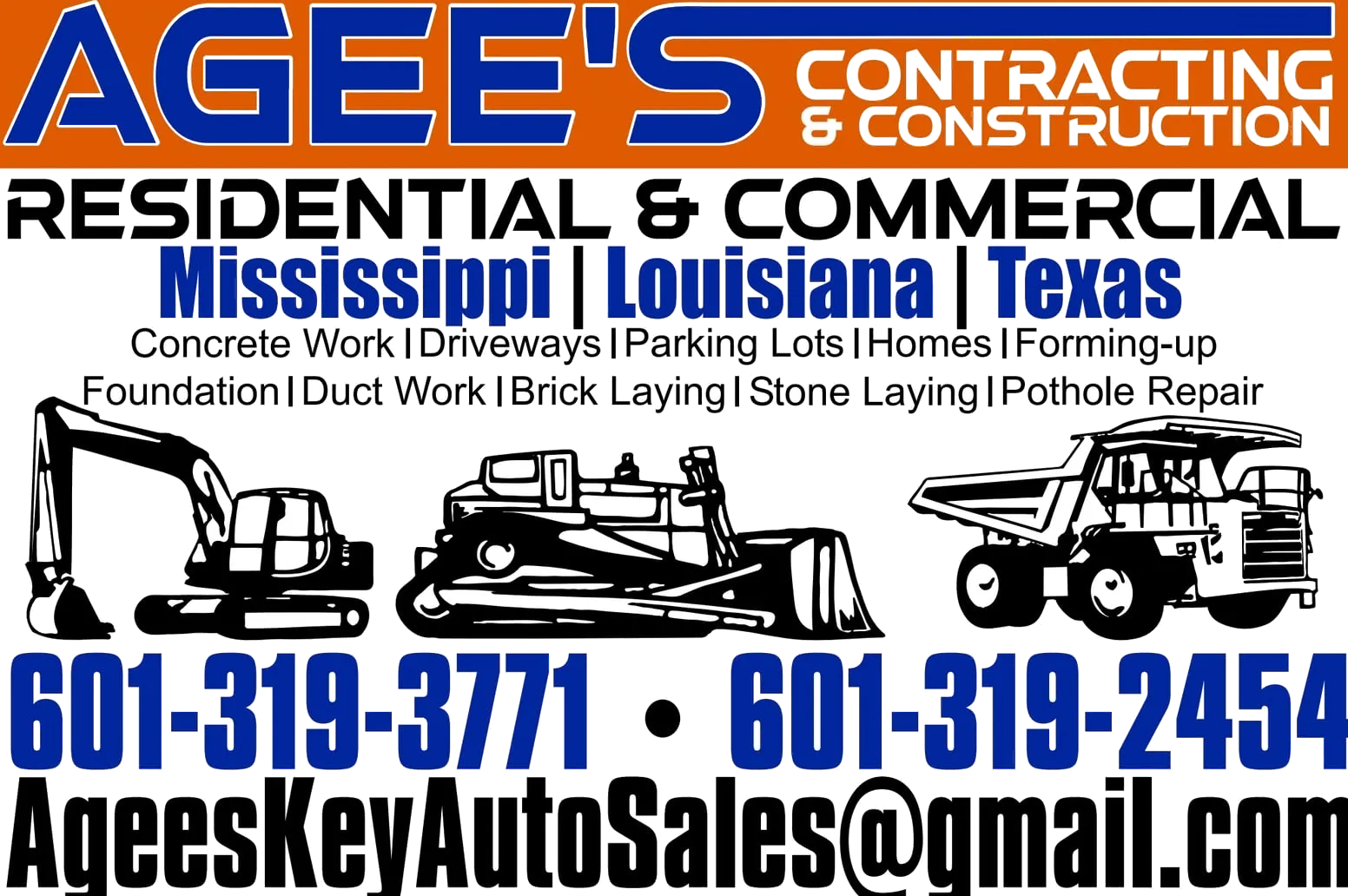 Agee's Contracting & Construction, sign face